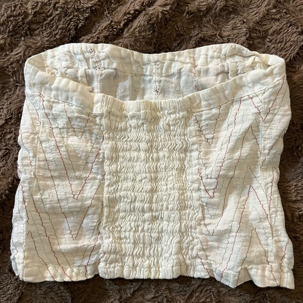 Luxury Brand 120% Lino Linen Strapless Crop Top - Picture 2 of 5